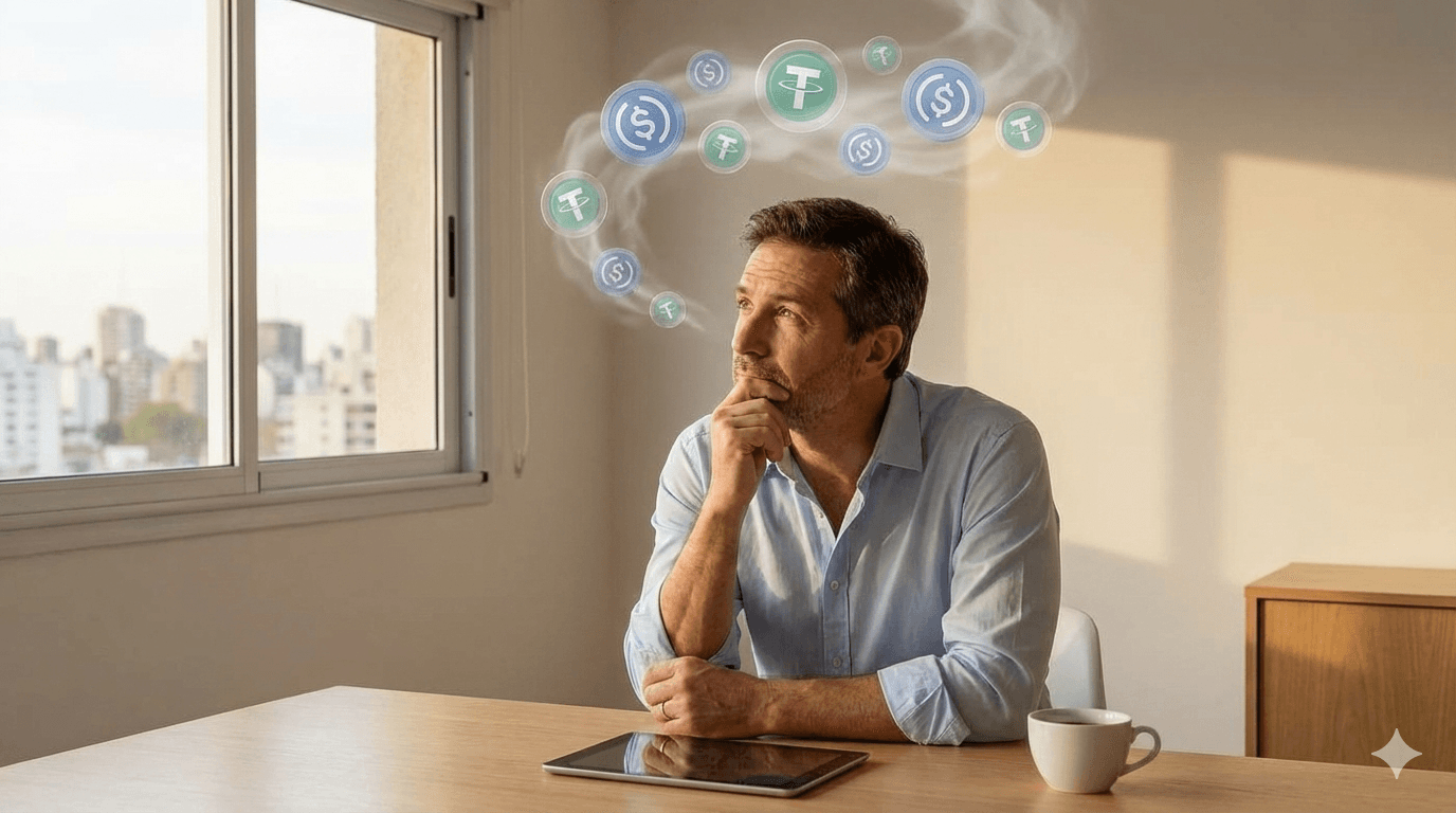 Argentine accountant thinking about managing crypto dollars for businesses